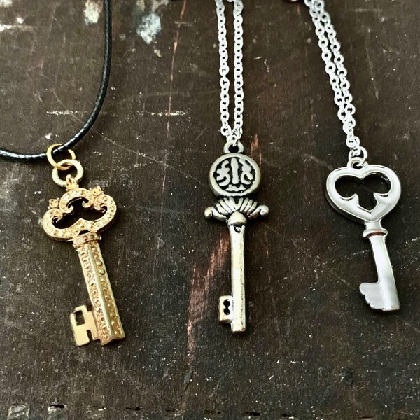 Key necklace-Key jewelry-mid size-Skeleton key-you choose