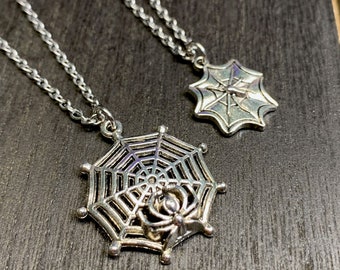 Spider web necklace Silver -choose large or small