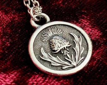 Thistle Charm Necklace Silver