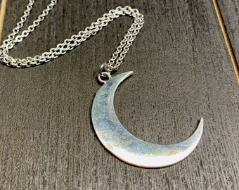 Crescent Moon necklace-Custom-Silver-Celestial-Witch necklace-Pagan-Goth