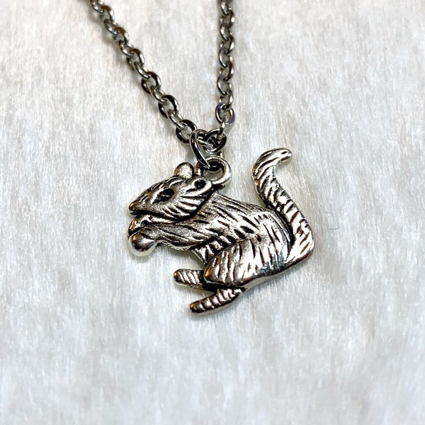 Tiny Rat necklace Mouse Silver