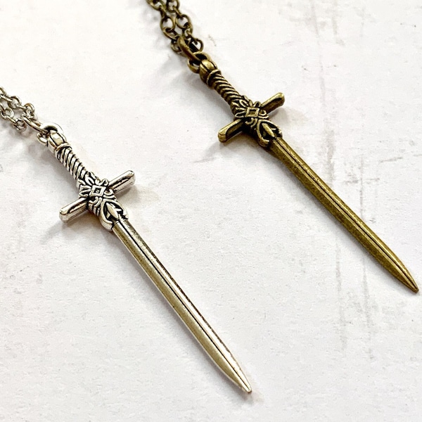 Sword Necklace Dagger silver or bronze short Sword