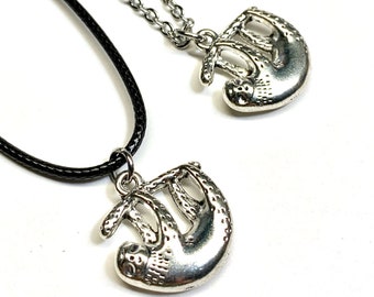 Sloth necklace -silver