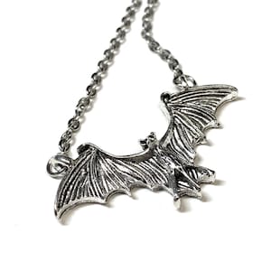 Gothic Bat Necklace Silver