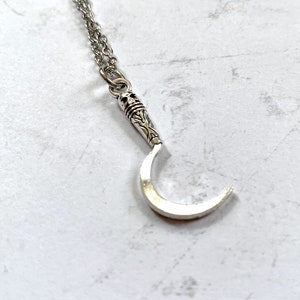Sickle necklace Silver & Stainless steel chain