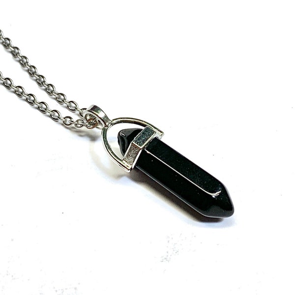 Black Obsidian Point Necklace-Point-Choose your length-Witchy-Wiccan-Healing Stones