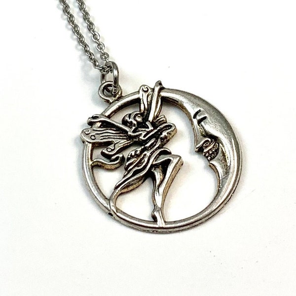 Fairy moon necklace - silver