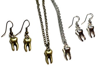 Silver Tooth Necklace or bronze tooth
