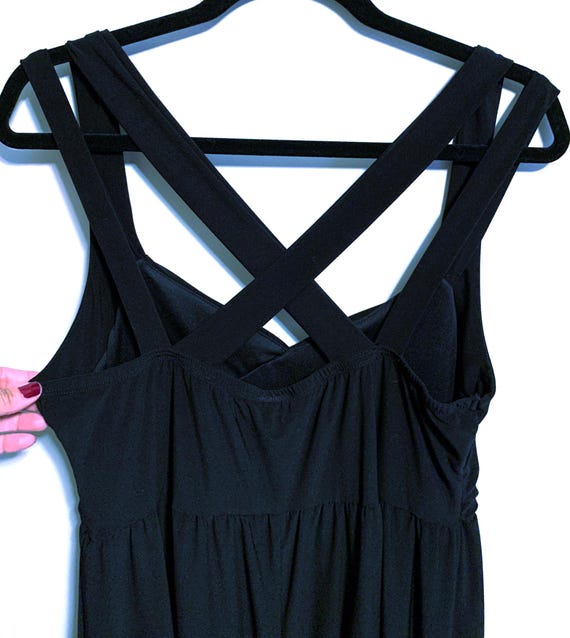 cross strap skater dress Vintage Women's medium large black skater dress back strap cross strap X Y2k