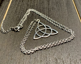 Large Triquetra necklace Celtic knot Customizable