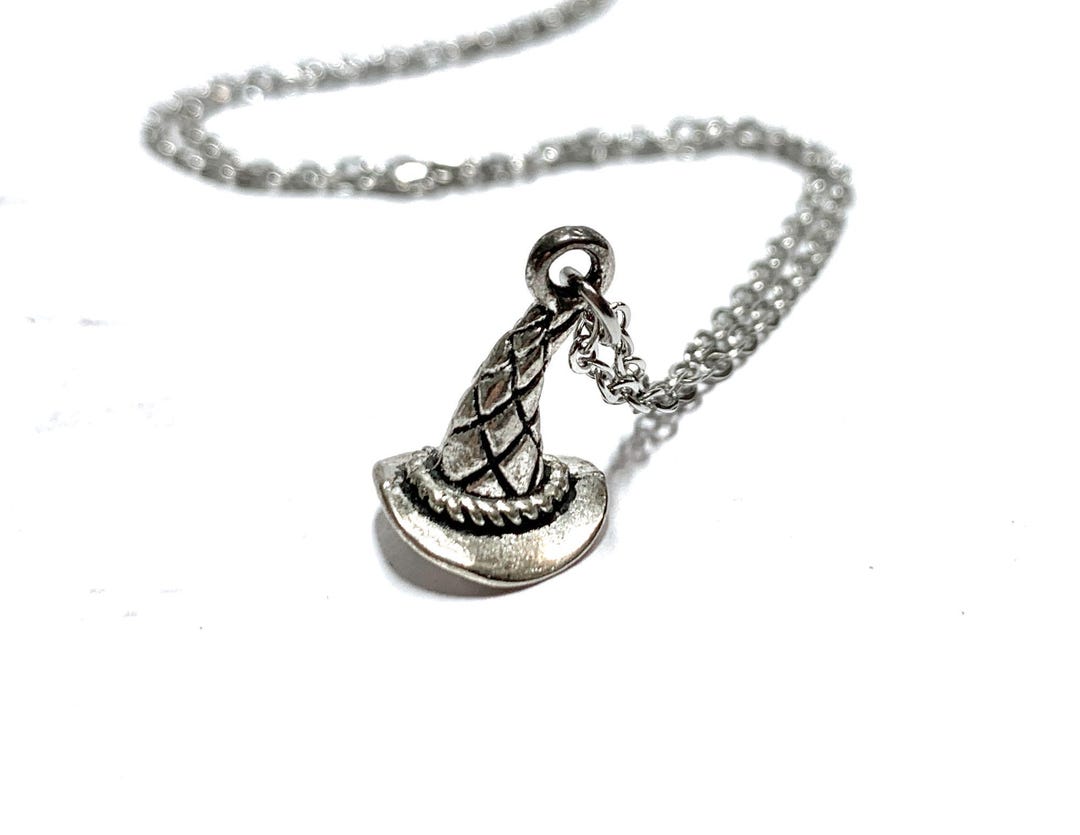 Tiny Witch Hat Necklace - Silver - Etsy