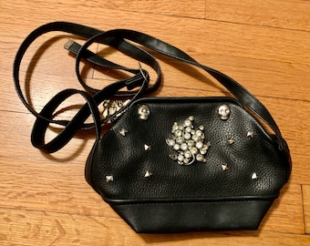 Black skull purse crossbody bag Rhinestones