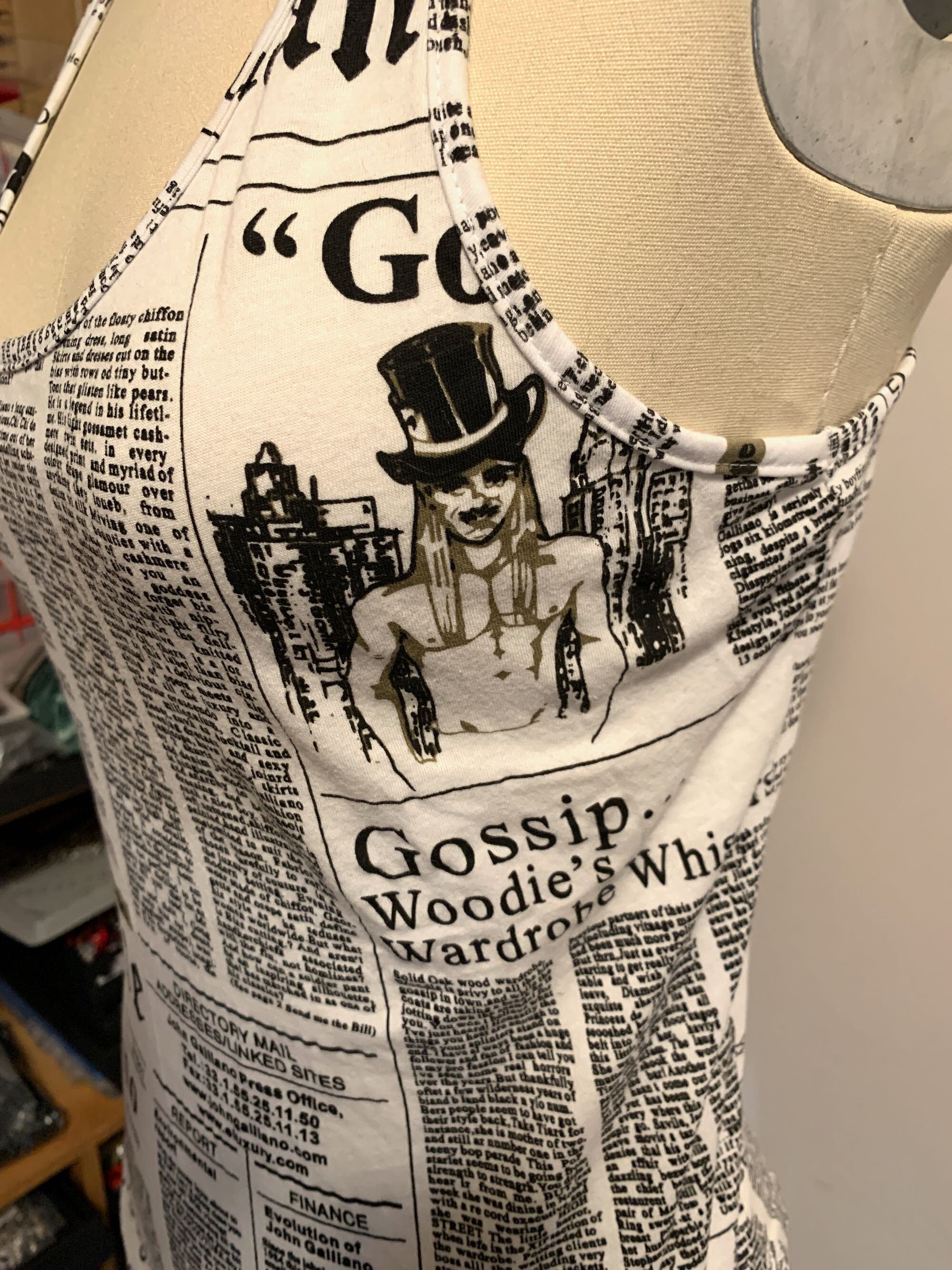 Vintage John Galliano Newspaper Sleeveless T-shirt Tank Top Vintage John Galliano Newspaper Sleeveless T-shirt Tank Top