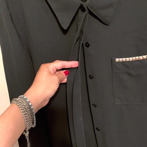 Studs Women's Long sleeve Black shirt with Studded pocket Thick Polyester fabric