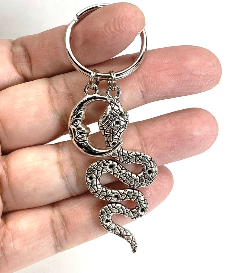 Snake Moon Keychainpythonmoon Key Ringrattlersnake Etsy