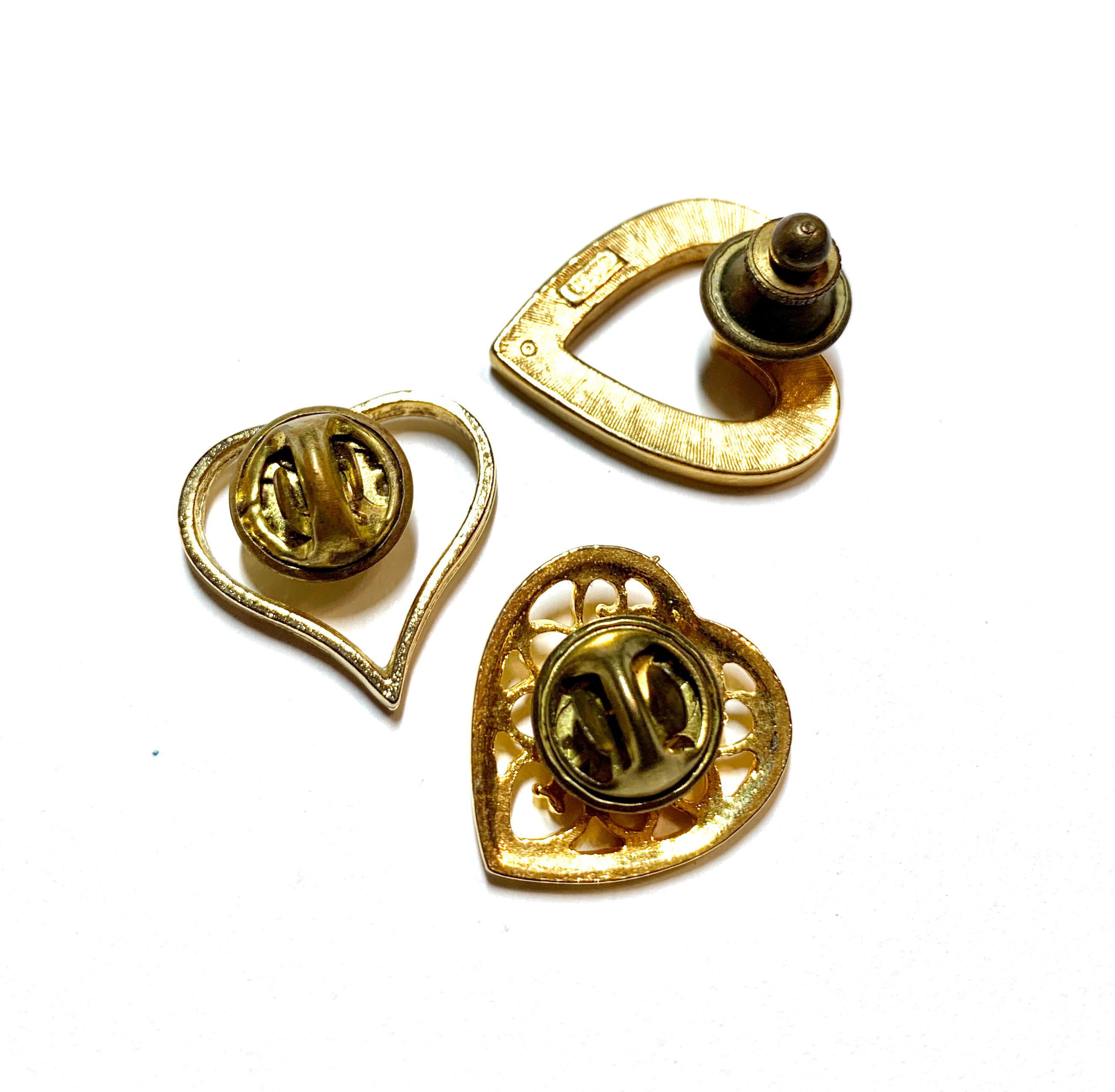 Heart Pins You Choose Red Rhinestones and Gold - Etsy