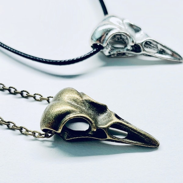 Bird Skull Necklace - silver or bronze