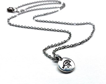 Eye of Horus necklace-Silver-eye of Ra-Egyptian-goth necklace-wedjet-Protection