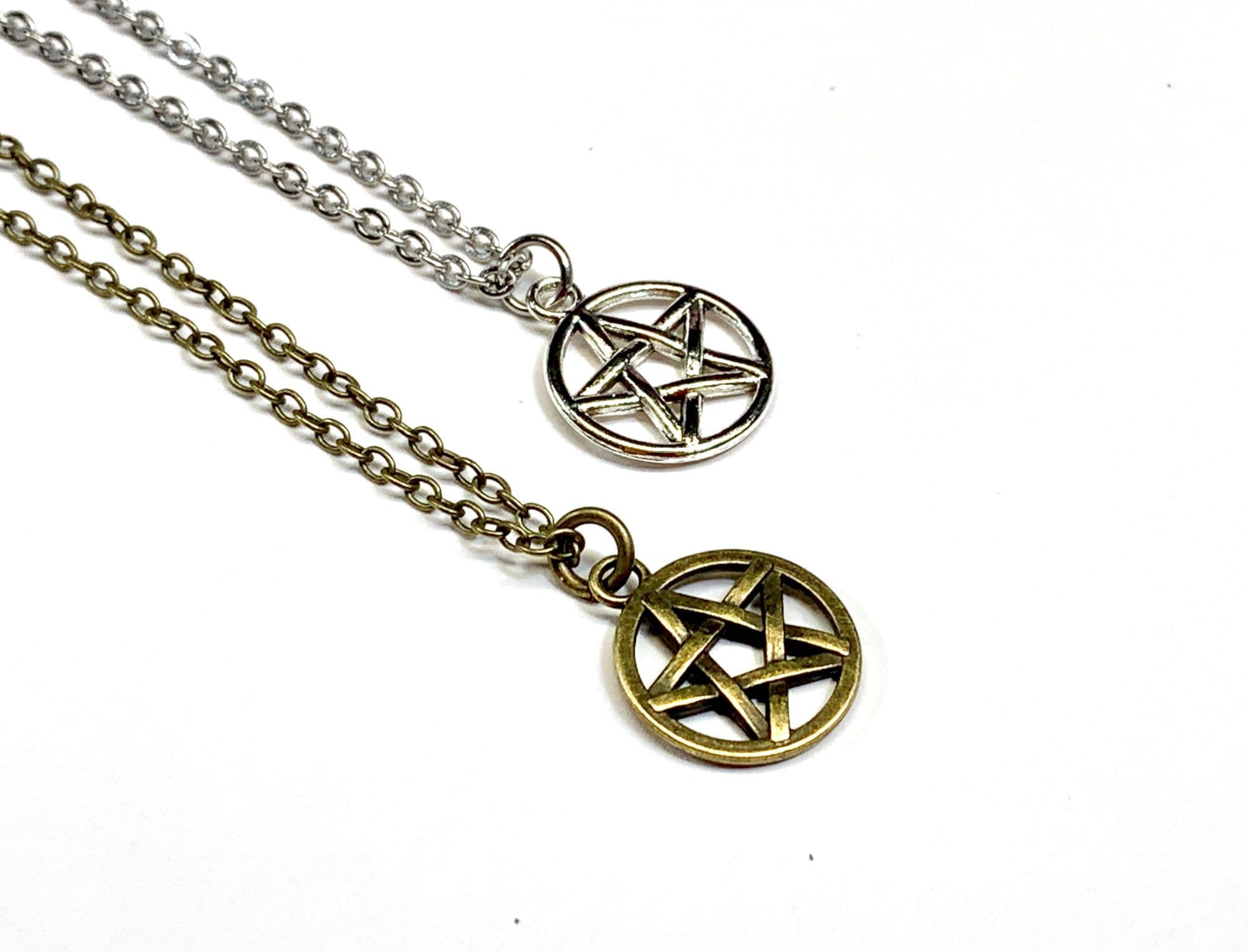 Pagan Wicca Jewelry Small Pentacle Necklace Simple Small Pentagram Necklace Silver Pentagram Necklace Wiccan Handmade Jewelry