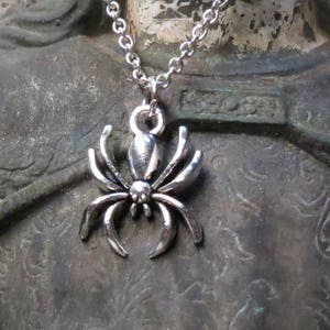 Tiny spider necklace-Silver or bronze-spider charm-black widow-occult-goth girl-charm only-macabre-spooky-creepy-choose your length