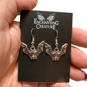 Bat Earrings - Silver Goth Vampire