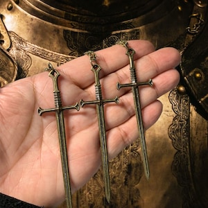 Bronze Sword Necklace with bronze chain or black cord