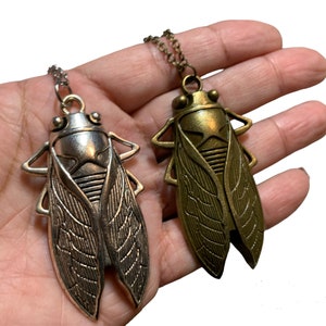 Huge Cicada Necklace-Silver or Bronze-Cicada invasion-oddities-weird-bug-insect