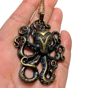 Octopus necklace-bronze-Kraken necklace-Cthulhu-Tentacles-Pirates-steampunk-nautical