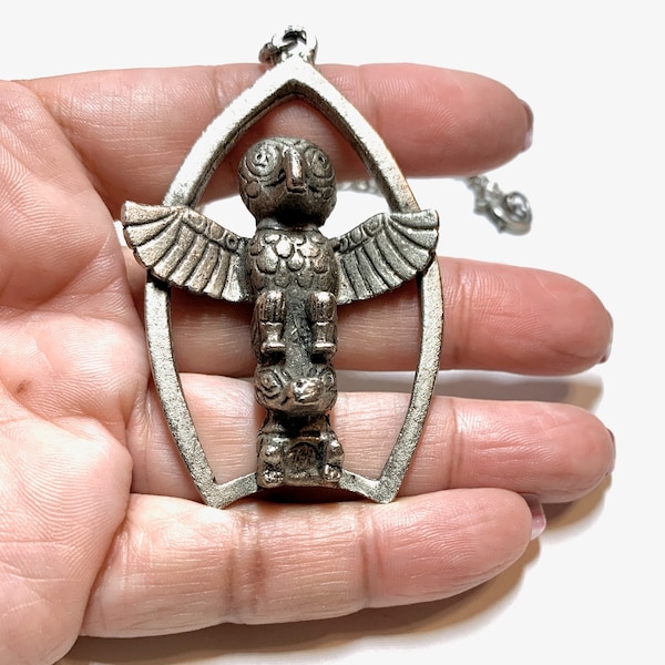 Totem Pole Necklace-Native American-Totem-Navajo-Tribal necklace-Spiritual-Eagle-American Indian necklace
