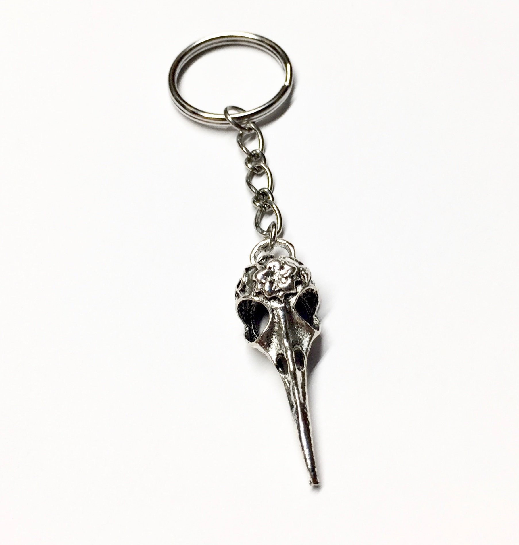 【BLACKPURPLE】24SS★ Crazy Doctor King Keyring Bird Skull Keychain-key Ring-key Chain-silver Bird Skull