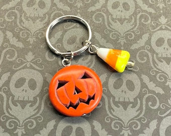 Halloween Keychain - Pumpkin and Candy Corn