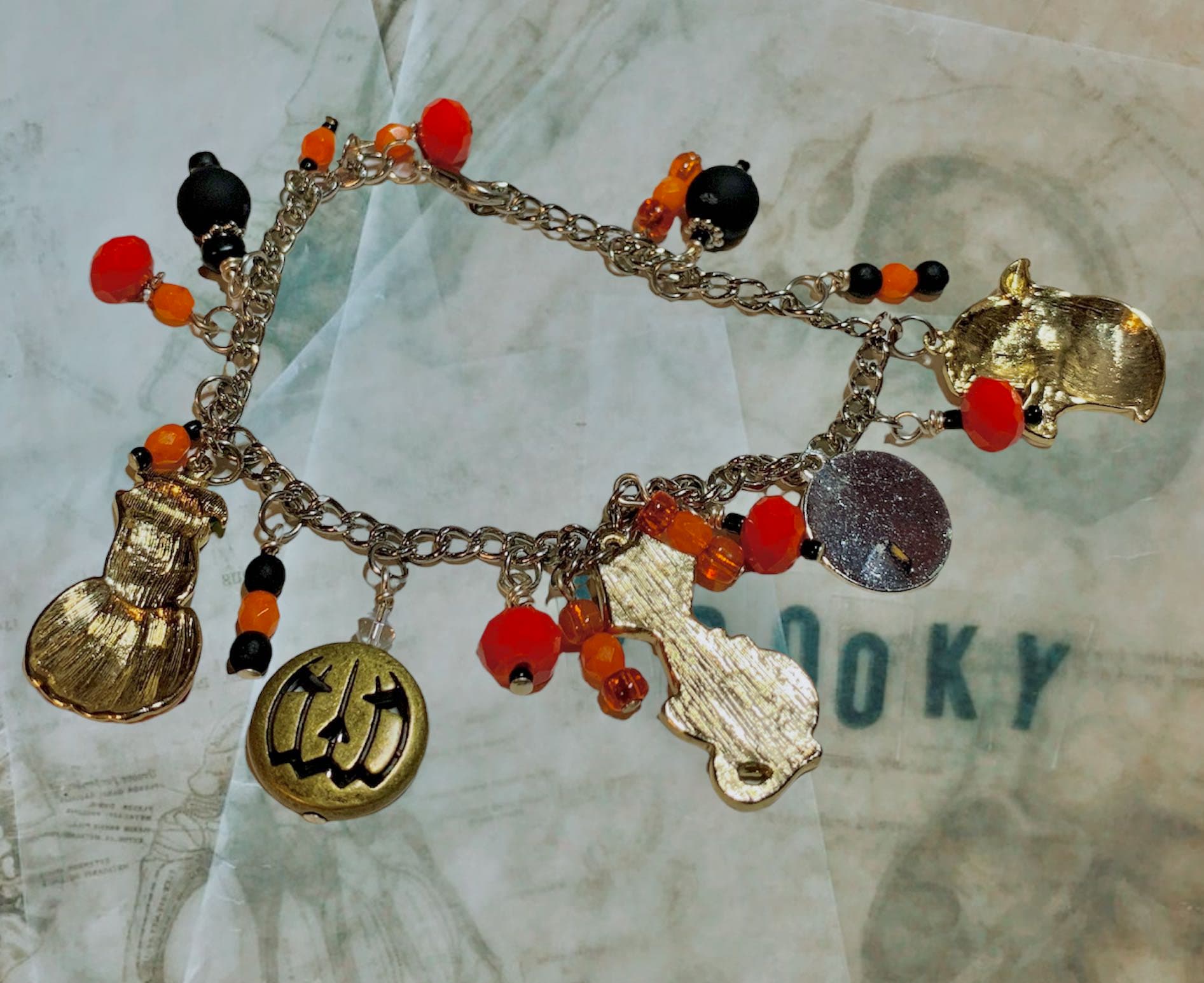 Lot De 3 Bracelets Halloween Femme - Pendentifs Fantôme, Citrouille, Chauve-souris - Accessoire De Fête - 9