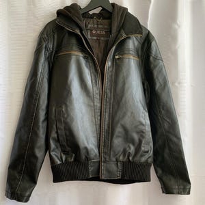 Vintage Guess Leather Jacket - Etsy