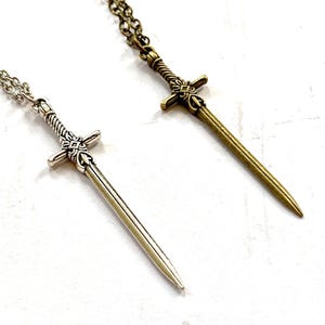 Sword Necklace Dagger silver or bronze short Sword