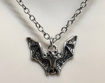 Gothic Bat Necklace-Bat Cave-silver or bronze-Occult-Vampire-Goth jewelry-oddities-tradgoth-Punk-alternative-bat-grunge