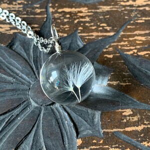 Dandelion Seed Necklace Dandelion Necklace Make a wish Pressed Flower Jewelry