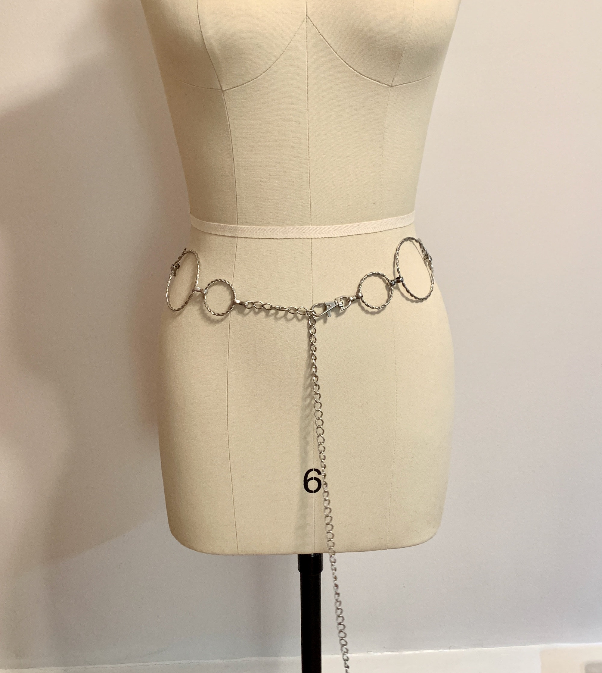 Silver Chain Harness Belt with Ring Details Apatico - Industrial Draped Chain Harness Belt - Industrial  main image 2