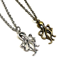 Octopus necklace-charm only-Silver or Bronze-octopus-Kraken necklace-Cthulhu-Tentacles-Pirates-steampunk-nautical