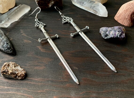 Etsy sword earrings best sale