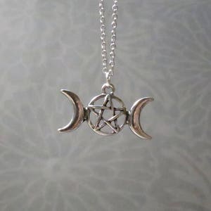 Triple Goddess necklace-Choose length-Moon charm-Wicca-Moon Phases-Wiccan-Waxing Full Waning Pendant-Witch necklace-Pagan necklace-Goth