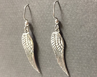 Wing earrings-silver wings-Angel wing-bird wing-silver or bronze-mom gift-freedom