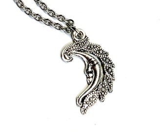 Collana catena ciondolo luna strega nera brillante scura wiccan dea pagana gi