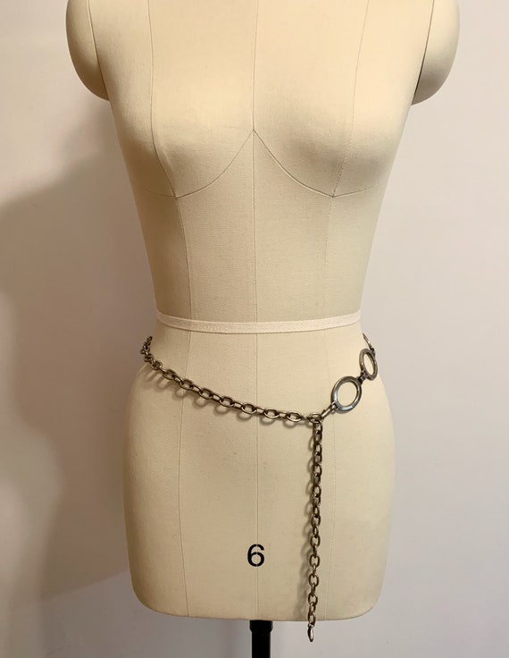 Round link and chain belt silver