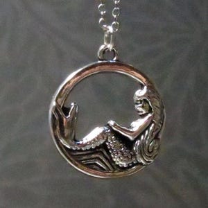 Silver mermaid necklace-mermaid charm-mermaid pendant-Siren necklace-choose your length-steampunk-nautical-mermaid gift-gift for her