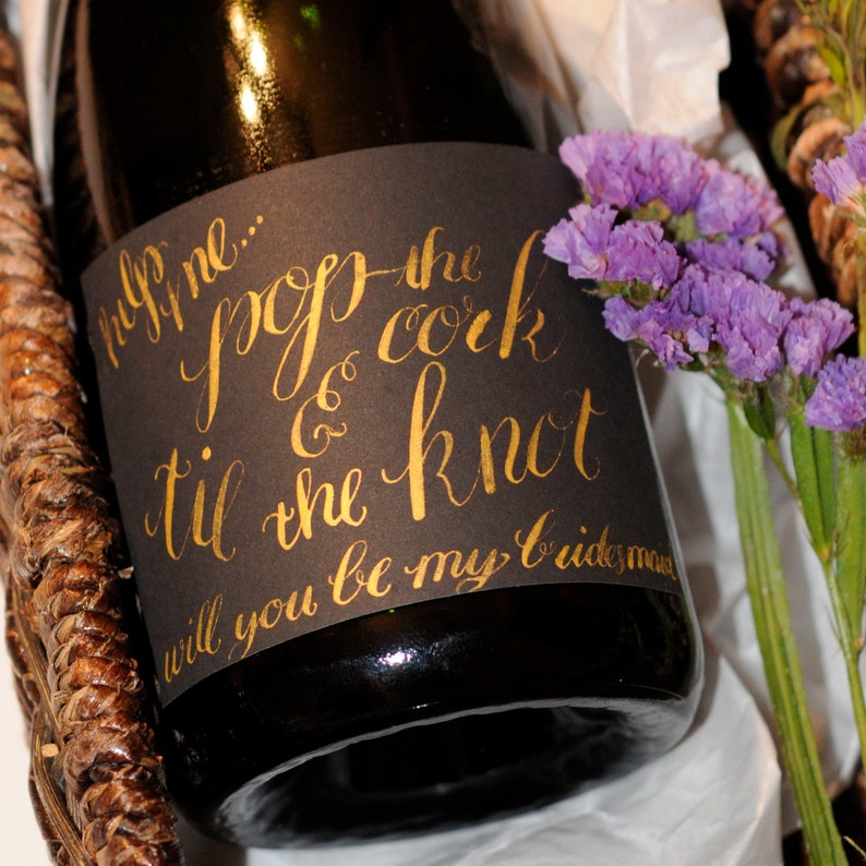 will you be my bridesmaid champagne bottle labels etsy