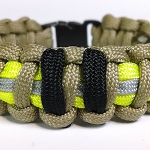 Firefighters Bunker Turnout Gear Paracord Tan and Safety Yellow Paracord Survival Bracelet