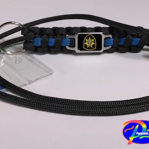 Thin Blue Line Indiana County CO PA Pennsylvania ICSO Sheriffs Office Deputy Badge Patch Paracord Survival Lanyard