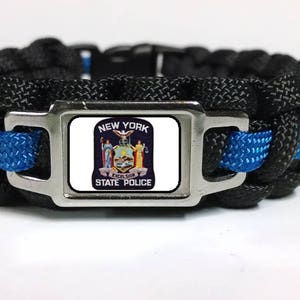 シンブルーライン ニューヨーク州警察 NYSP バッジ パッチ ステットソン パラコード サバイバル ブレスレット