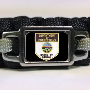 Thin Silver Line Kansas Department of Corrections KDOC Patch Paracord Survival Bracelet
