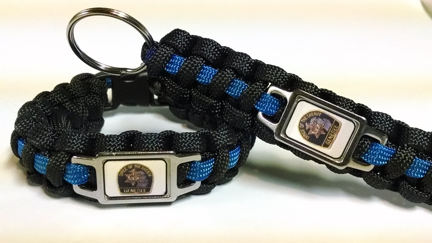 Thin Blue Line Genesee County Michigan Sheriff's Office Badge Star Logo GCSO Paracord Survival Gear Combo Set